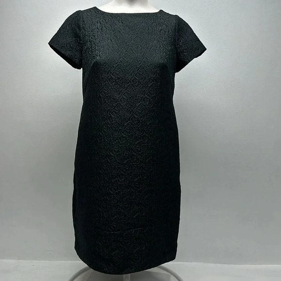 Max Mara Dress Mini Short Sleeve A-Line Zip Up Quilted Textured Black Size US 4 - Picture 1 of 10